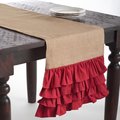 Saro Lifestyle SARO H100.R1672B 16 x 72 in. Capucine Rectangular Ruffle Design Jute Table Runner - Red H100.R1672B